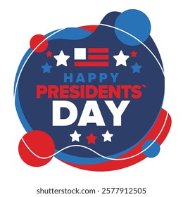 Happy Presidents Day in United States. Federal holiday in America. Celebrated in February. Patriotic american elements. Poster, banner and background. Vector illustration