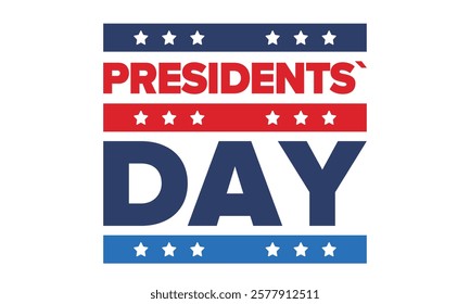 Happy Presidents Day in United States. Federal holiday in America. Celebrated in February. Patriotic american elements. Poster, banner and background. Vector illustration