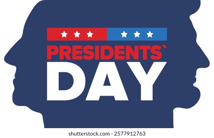 Happy Presidents Day in United States. Federal holiday in America. Celebrated in February. Patriotic american elements. Poster, banner and background. Vector illustration