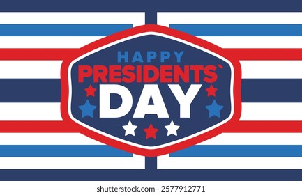 Happy Presidents Day in United States. Federal holiday in America. Celebrated in February. Patriotic american elements. Poster, banner and background. Vector illustration