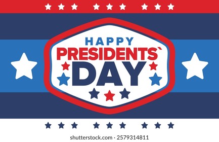 Happy Presidents Day in United States. Federal holiday in America. Celebrated in February. Patriotic american elements. Poster, banner and background. Vector illustration