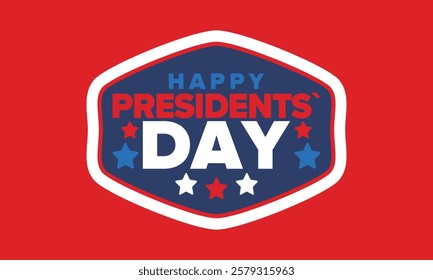 Happy Presidents Day in United States. Federal holiday in America. Celebrated in February. Patriotic american elements. Poster, banner and background. Vector illustration