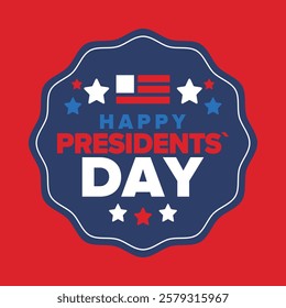 Happy Presidents Day in United States. Federal holiday in America. Celebrated in February. Patriotic american elements. Poster, banner and background. Vector illustration