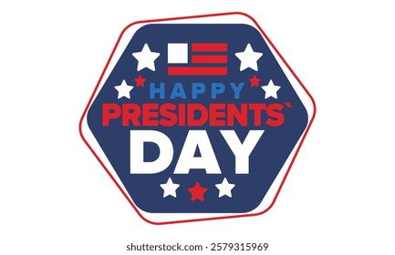 Happy Presidents Day in United States. Federal holiday in America. Celebrated in February. Patriotic american elements. Poster, banner and background. Vector illustration