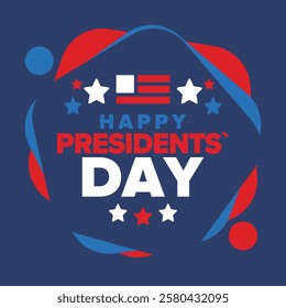 Happy Presidents Day in United States. Federal holiday in America. Celebrated in February. Patriotic american elements. Poster, banner and background. Vector illustration