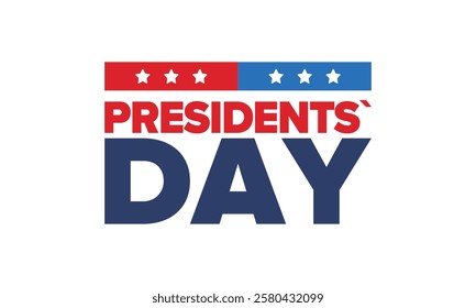 Happy Presidents Day in United States. Federal holiday in America. Celebrated in February. Patriotic american elements. Poster, banner and background. Vector illustration