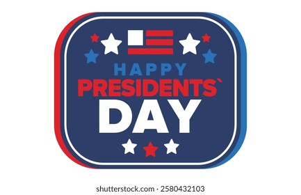 Happy Presidents Day in United States. Federal holiday in America. Celebrated in February. Patriotic american elements. Poster, banner and background. Vector illustration