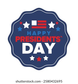 Happy Presidents Day in United States. Federal holiday in America. Celebrated in February. Patriotic american elements. Poster, banner and background. Vector illustration