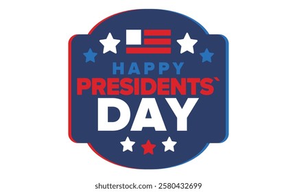 Happy Presidents Day in United States. Federal holiday in America. Celebrated in February. Patriotic american elements. Poster, banner and background. Vector illustration