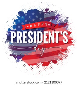 Happy Presidents day USA, brush and ink grunge flag. Vector illustration