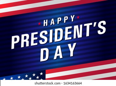 Happy Presidents day USA with flag. Vote in USA 2020, banner design patriotic background. American holiday of President`s Day 17th February. Vector illustration