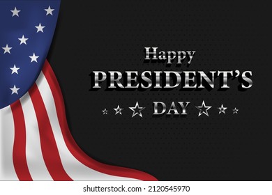 Happy presidents day and USA flag poster vector illustration design. abstract background black color.