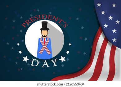 Happy presidents day and USA flag, stars model poster vector illustration design. abstract background light blue color.