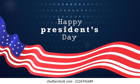 Happy president's day with USA flag Waving. Abstract Banner background blue color vector illustration.   