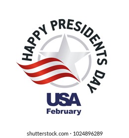 Happy Presidents Day USA logo icon star ribbon white background