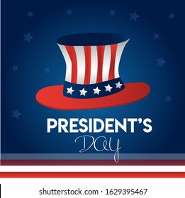 Happy President's Day USA poster with president's hat for americans holiday celebration. Vector illustration.	