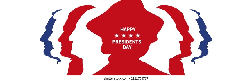 Happy Presidents Day USA president silhouettes patriotic template red white blue background banner