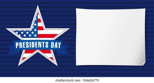 Happy Presidents Day vector background template with star in national flag colors. 