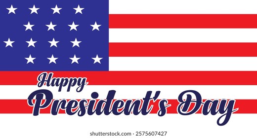 Happy Presidents Day vector hand drawn text lettering banner and poster note isolated on white background. vector illustration.