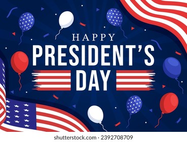 Happy Presidents Day Vector Illustration on 19 February with President America and USA Flag in Flat Cartoon Background Design