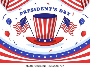 Happy Presidents Day Vector Illustration on 19 February with President America and USA Flag in Flat Cartoon Background Design