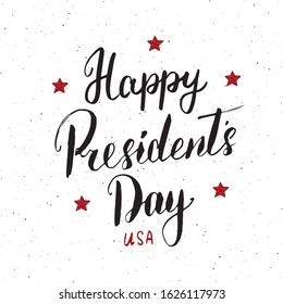 Happy President's Day Vintage USA greeting card, United States of America celebration. Hand lettering, american holiday grunge textured retro design vector illustration