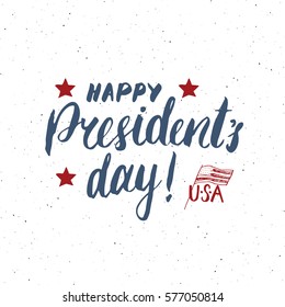 Happy President's Day Vintage USA greeting card, United States of America celebration. Hand lettering, american holiday grunge textured retro design vector illustration