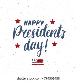 Happy President's Day Vintage USA greeting card, United States of America celebration. Hand lettering, american holiday grunge textured retro design vector illustration