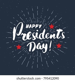 Happy President's Day Vintage USA greeting card, United States of America celebration. Hand lettering, american holiday grunge textured retro design vector illustration