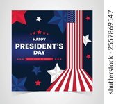 Happy Presidents Day Web Banner With USA Flag. Presidents Day Cover, Website, Header Background. Washington