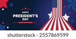 Happy Presidents Day Web Banner With USA Flag. Presidents Day Cover, Website, Header Background. Washington