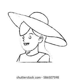 happy pretty woman with big sun hat  icon image