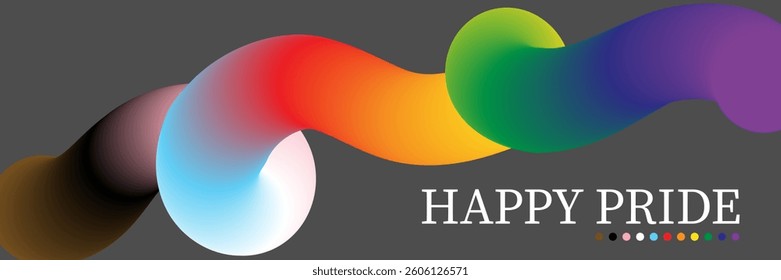 Happy pride banner with Abstract Wave and Color Lines with Gradient. Vector background for banner, website, print, social media