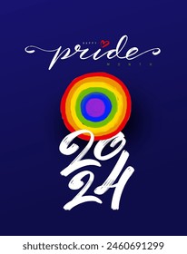 Happy pride day. 2024 Pride month celebration poster background. Celebration, commemoration of transgender pride, lesbian, gay, bisexual. Vector illustration design template. LGBT Pride Month. June.