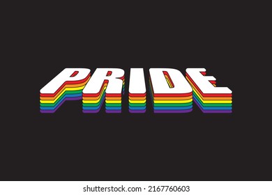 Happy Pride Day concept for LGBTQ community. LGBT Pride Typography Vector. Pride Text with LGBTQ Rainbow Flag Color.