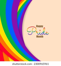 Happy Pride day with flag LGBT community colors and text. suitable for pride celebration.
