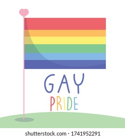 feliz Día del Orgullo, bandera en el arcoiris de polo, ilustración vectorial de la comunidad LGBT