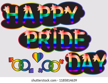 Happy pride day - inscription in rainbow letters, lgtb concept