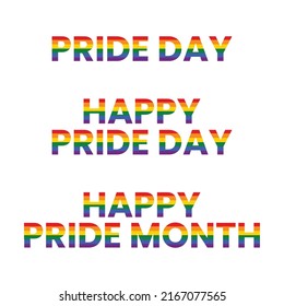 Happy Pride day month With Pride colors Typography Vector Illustration Design Can Print on t-shirt Poster banners Stickers Pride month