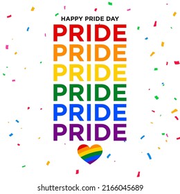 Happy pride day Poster Banner with confetti Typography Vector Illustration Design Can Print on t-shirt Poster banners Pride month