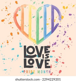 Happy pride day poster Rainbow color heart shape with ornaments Vector