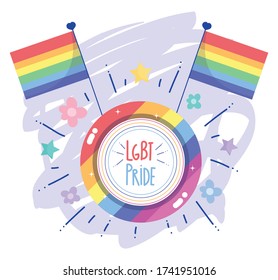 feliz día del orgullo, el arcoiris banderas flor por cuenta propia ilustración vectorial de la comunidad LGBT