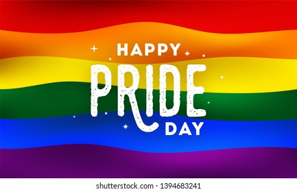 Alles Gute zum Pride Day-Text auf Regenbogenfarbhintergrund für das LGBTQ-Konzept. Kann als Banner- oder Poster-Design verwendet werden.