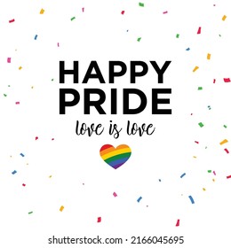 Happy Pride Love is Love Pride Rainbow heart Typography Vector Illustration Design Can Print on t-shirt Poster banners Pride month