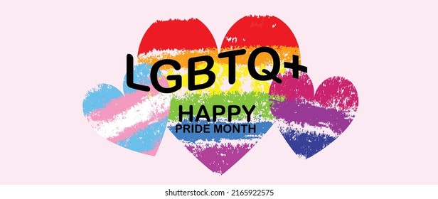 Happy Pride Month 2022 Background vector. Gay and LGBT banner and wallpaper design  for Gay Pride Month.