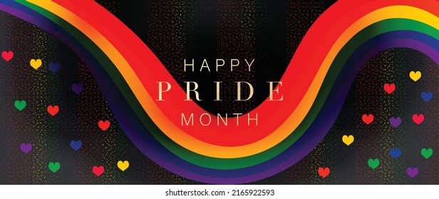 Happy Pride Month 2022 Background vector. Gay and LGBT banner and wallpaper design  for Gay Pride Month.