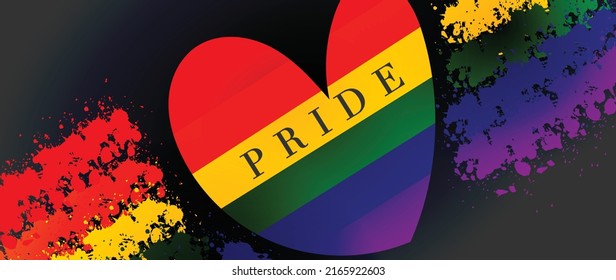 Happy Pride Month 2022 Background vector. Gay and LGBT banner and wallpaper design  for Gay Pride Month.