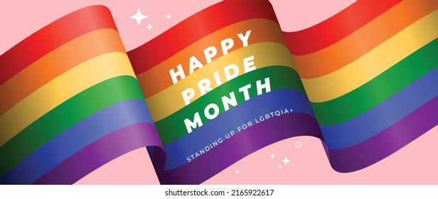 Happy Pride Month 2022 Background Vector. Gay And LGBT Banner And Wallpaper Design  For Gay Pride Month.