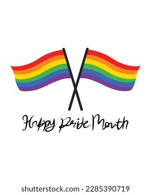 Happy Pride Month 2023 - horizontal banner Pride colored in rainbow LGBTQ gay pride flag colors