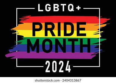 HAPPY PRIDE MONTH 2024  rainbow colors with texts 'Pride Month 2024', concept for respecting and supporting the diversity of LGBTQ+ genders in pride month.